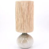 Stoneware potter's lamp, raffia lampshade, 1970s