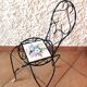 Plant holder "chair" in wrought iron and earthenware / vintage 60s-70s