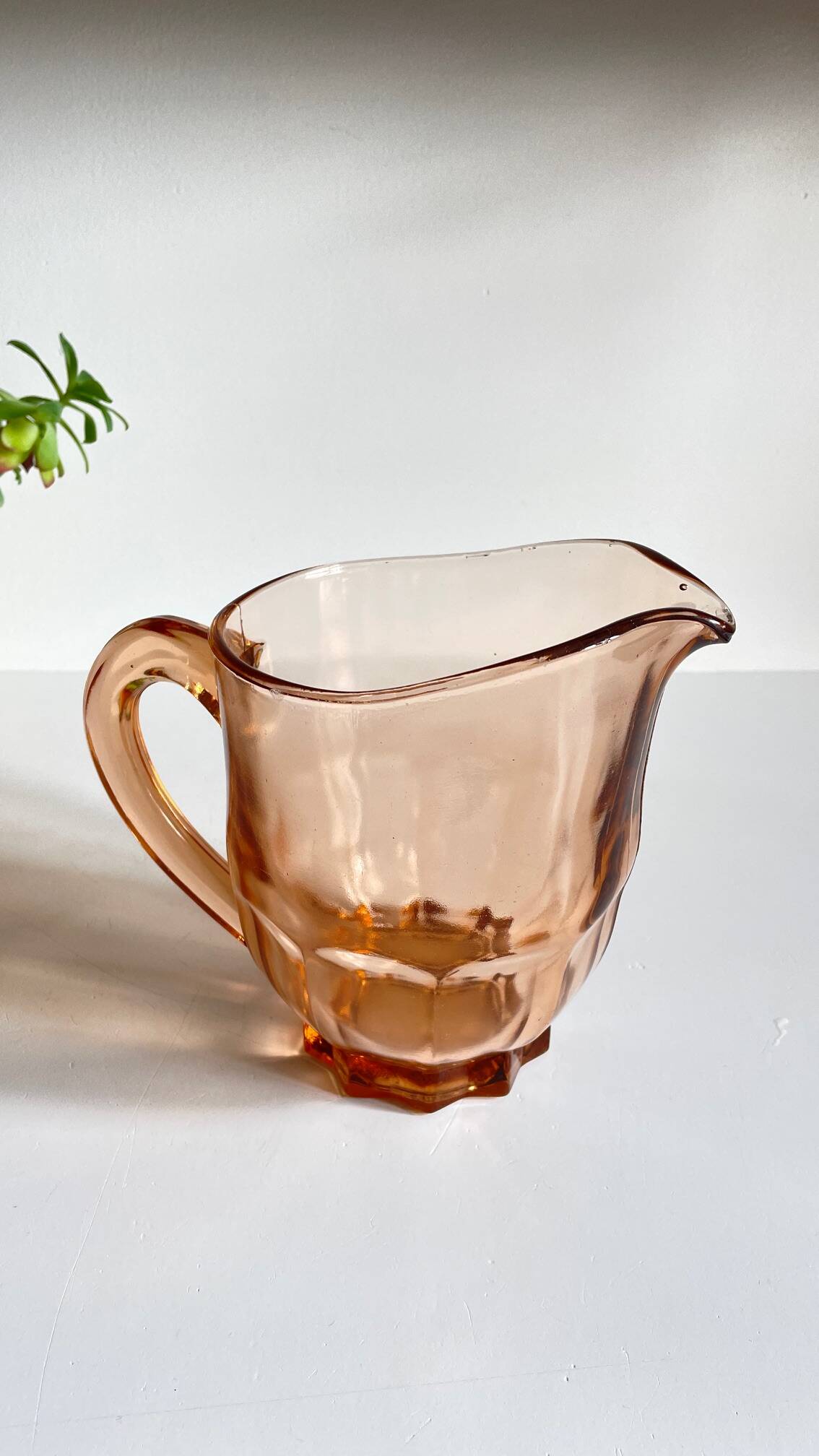Vintage amber-pink glass pitcher 1 liter