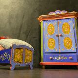 Tyrolean Miniature Wardrobe and Bed Set