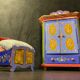 Tyrolean miniature wardrobe and bed set