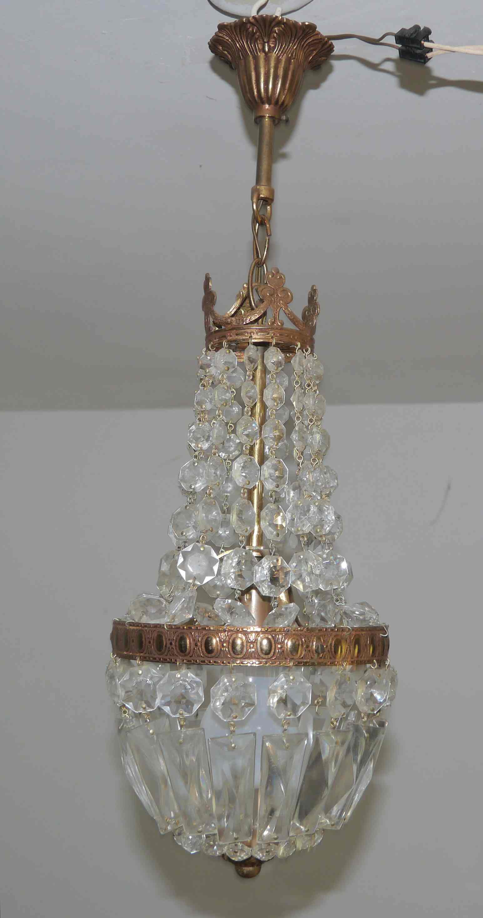 Suspension chandelier with metal and glass grapevines manufactured 60's / 70's