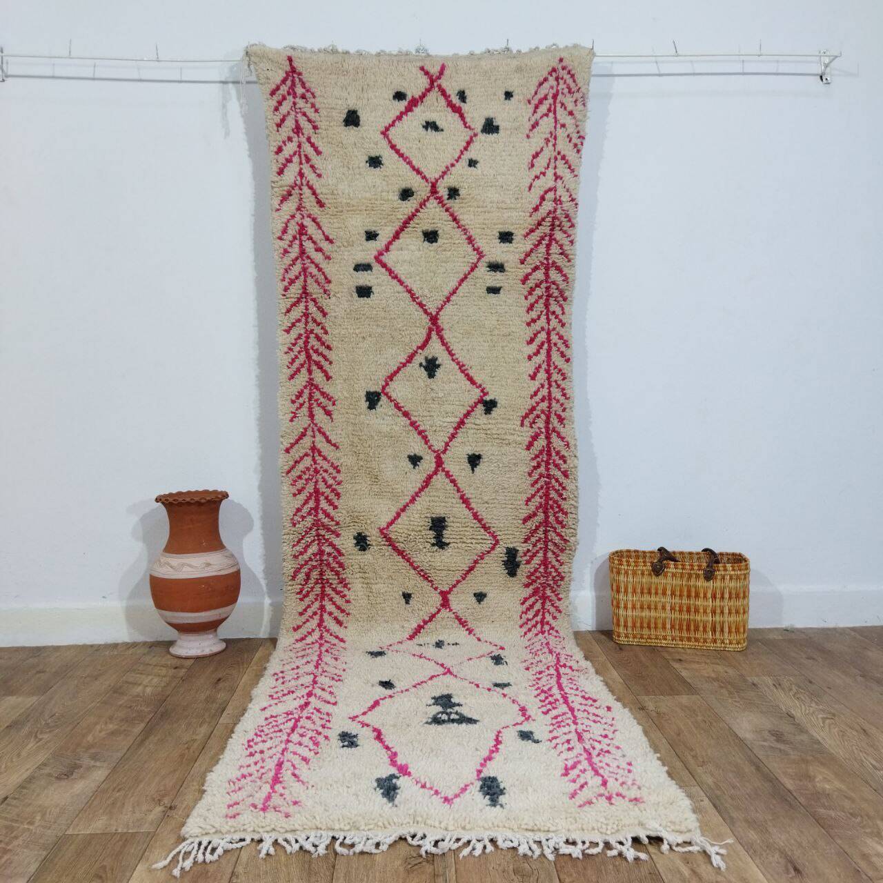 Berber hallway rug pink 290 X 90 CM