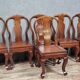 Asie XXeme : Série de 6 chaises en bois exotique