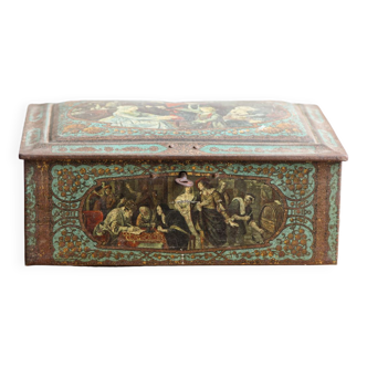 Lithographed sheet metal box, 19th century