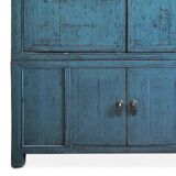 Armoire chinoise ancienne en bois laqué bleu 99cm
