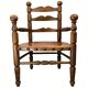 Rustic french farm chair, leather seat ca 1930s-1950s