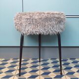 Vintage gray moumoute tripod stool