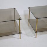 Smoked glass table 70s 80s true vintage design side table, set of 2