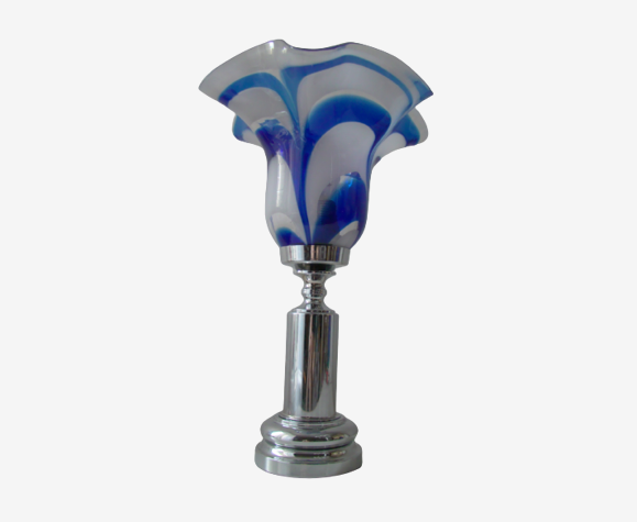 Lampe vintage verre bleue Mazzega