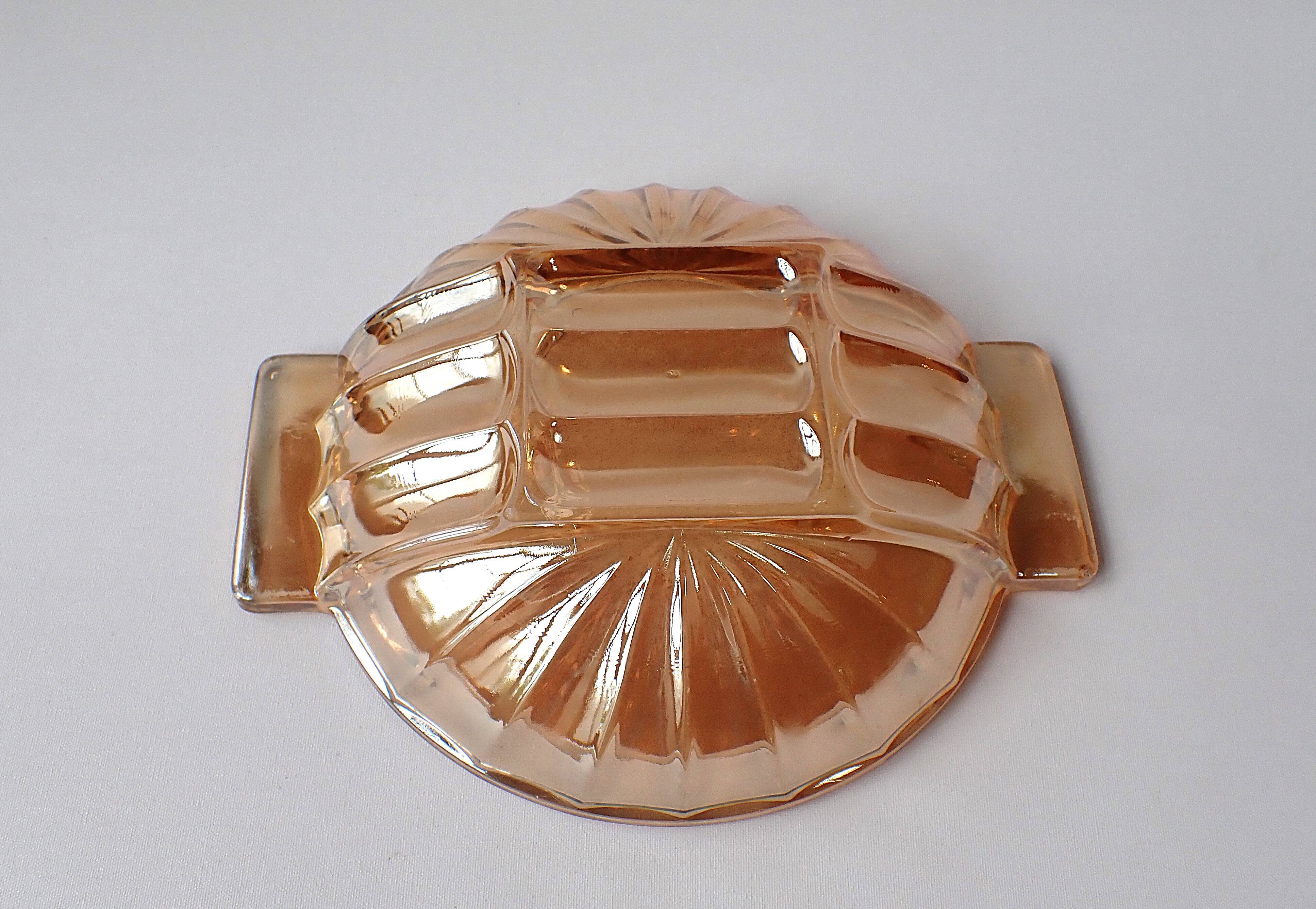 Fruit bowl - small salad bowl - iridescent pink/orange glass bowl