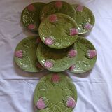 8 antique slip dessert plates