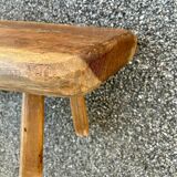 Brutalist style solid wood low stool