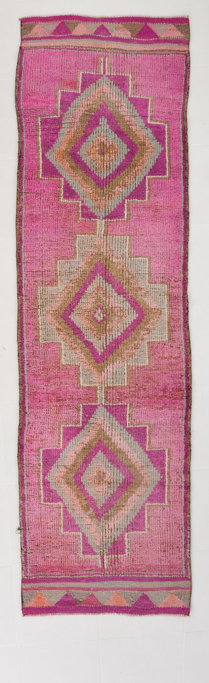 Pale pink vintage runner rug 300x86cm
