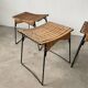 Set trois tabourets osier et métal Raoul Guys