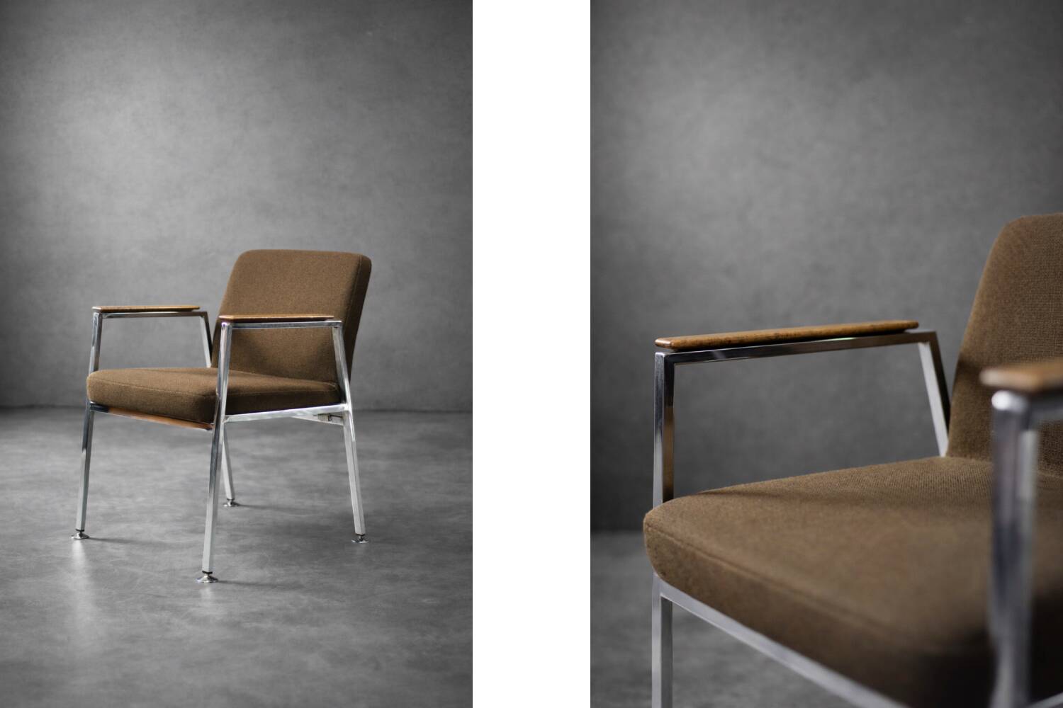 Mid-century modern brown German conference chair, made by Drabert, 1970.