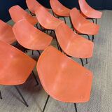Set of 12 orange Guariche chairs