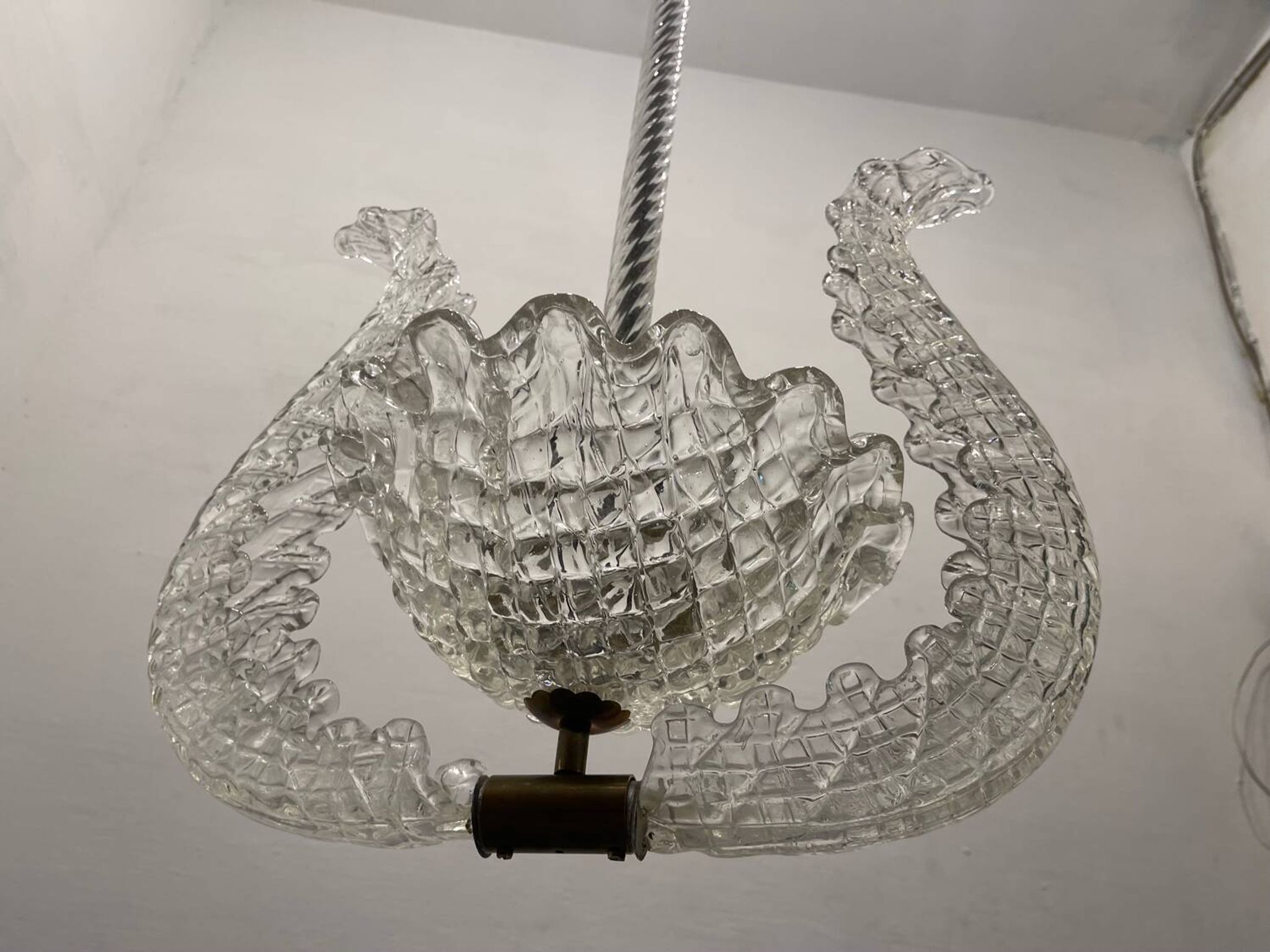 Barovier Murano Glass Pendant Light, Italy, 1940s