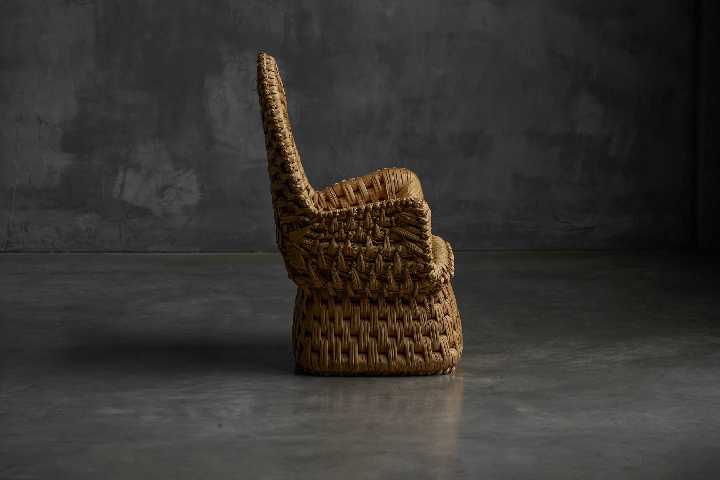 Vernacular Woven Straw Armchair, France, Early 20th Century