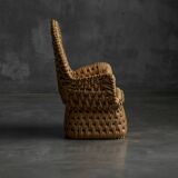 Vernacular Woven Straw Armchair, France, Early 20th Century