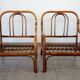 Pair of vintage low armchairs in bamboo and rattan