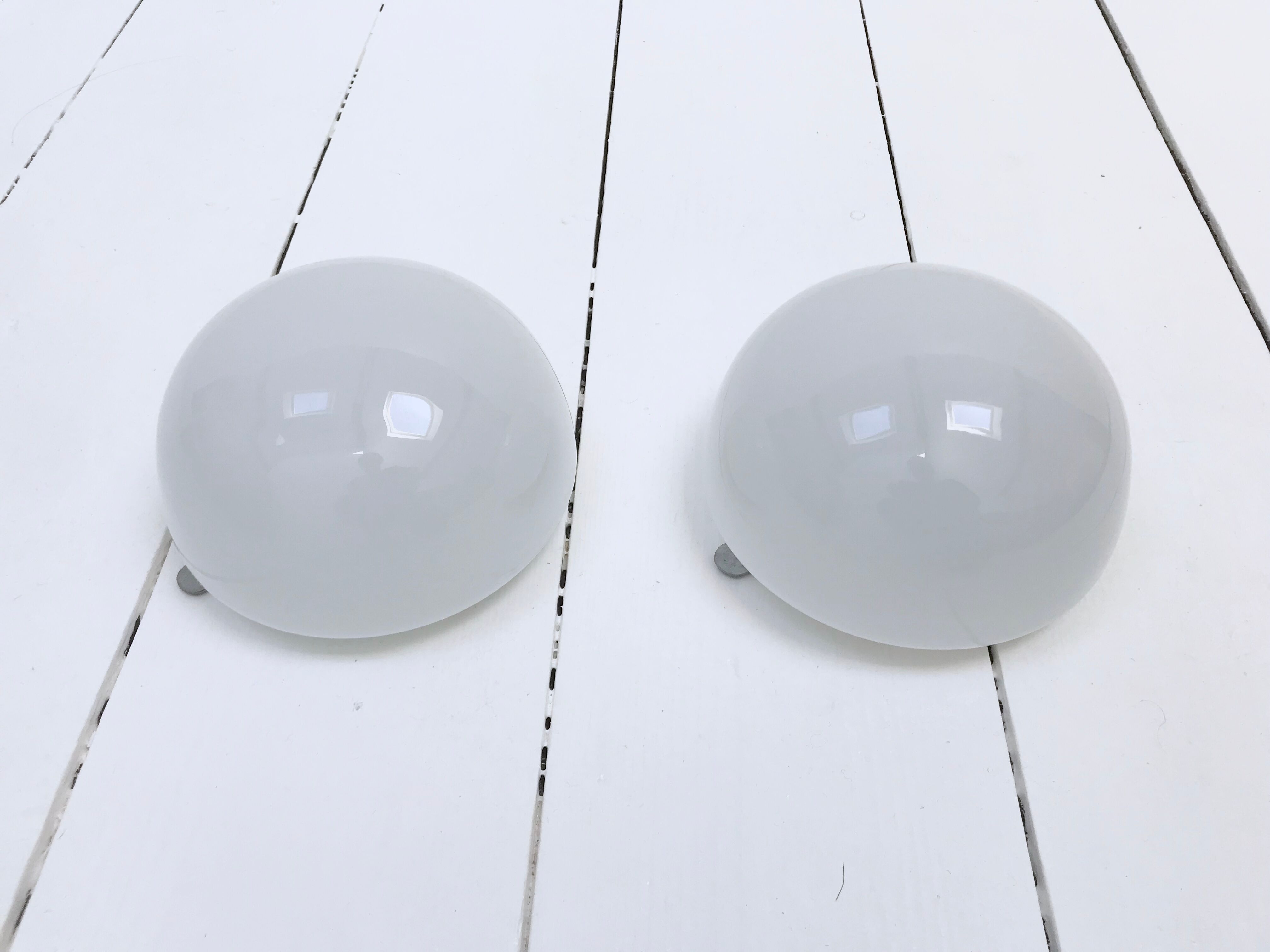 Lot of two wall lights in opaline, 1950