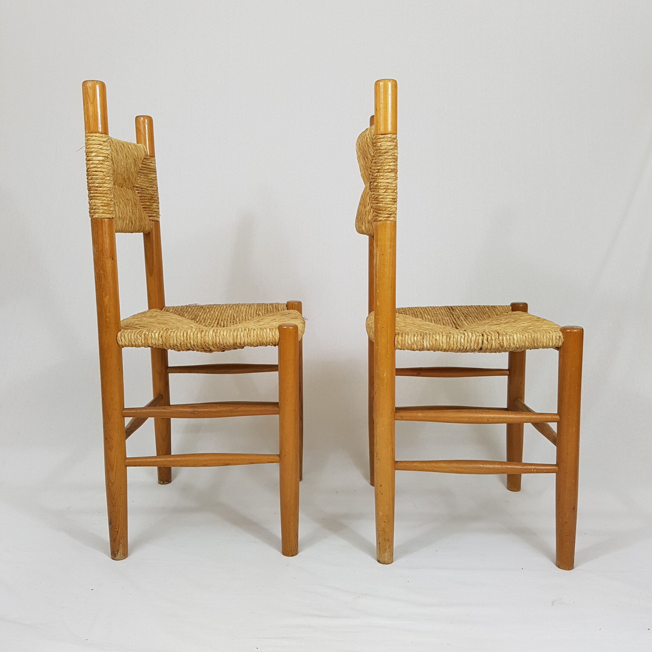 Chaises paillées rustiques années 70
