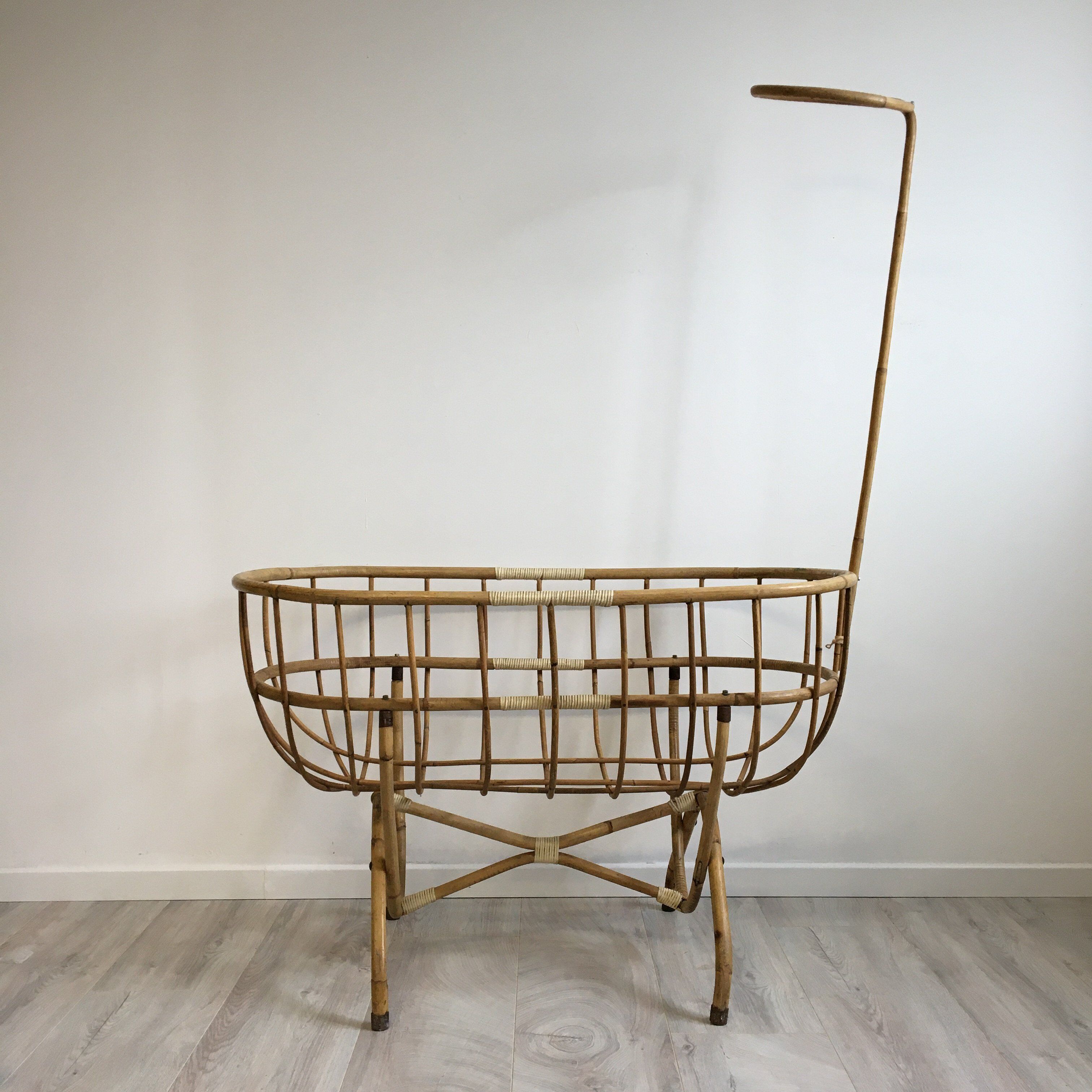 Vintage rattan cradle