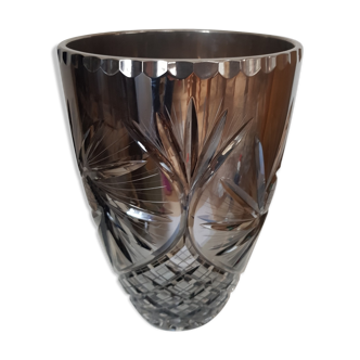 Vase en cristal dégradé argenté