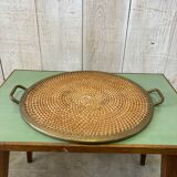 Wicker & brass tray