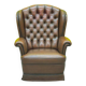 Original English Chesterfield Wingback Chair - Vintage Cognac Leather