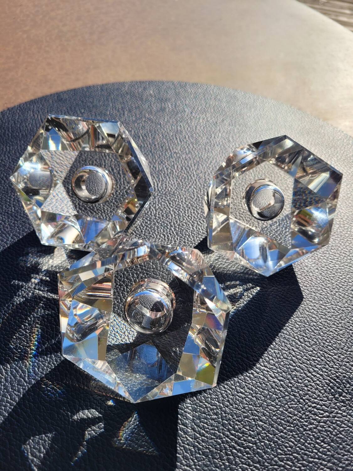 Crystal candle holders - diamond shape - set of 3