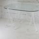Office Plexiglas trestles, glass tray rounded edges, France, circa 1970