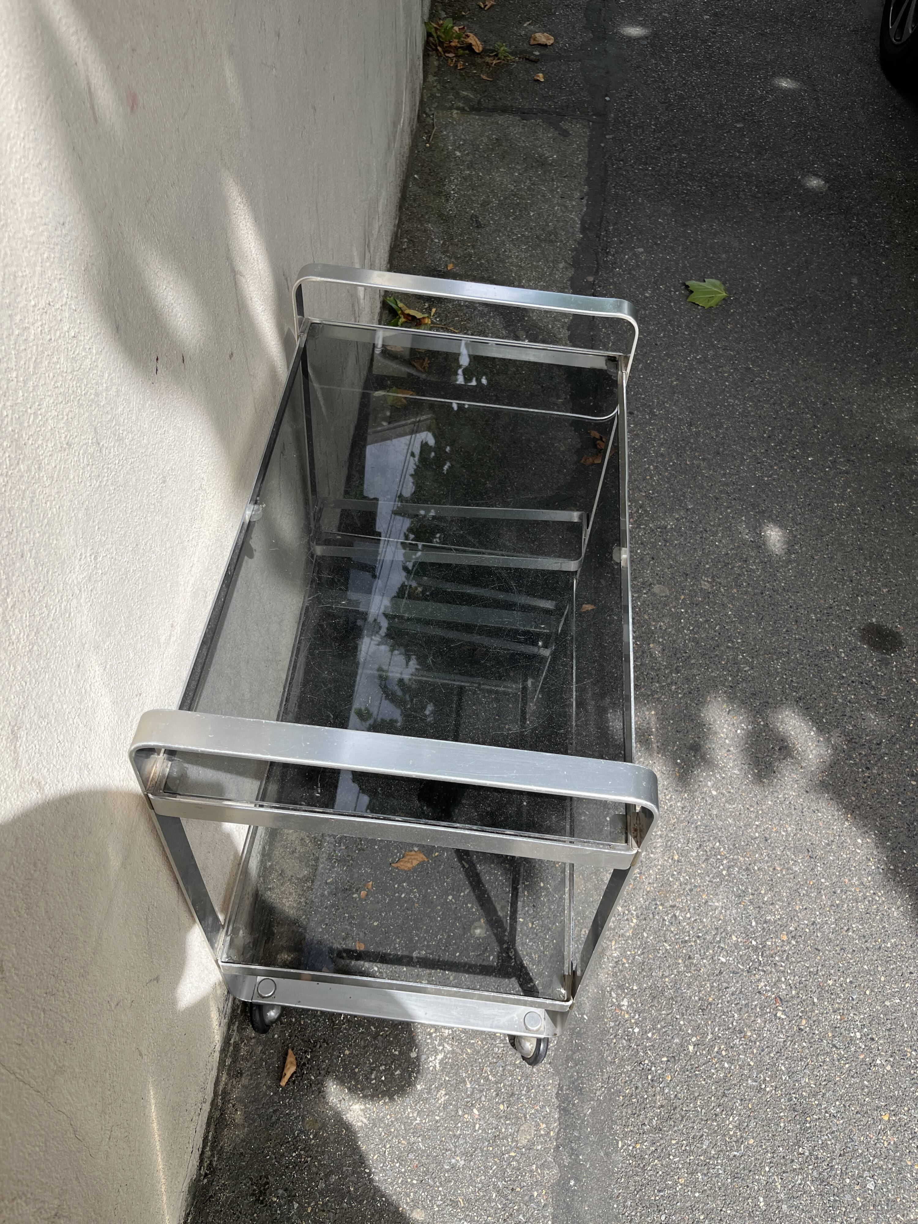 Vintage aluminum rolling trolley