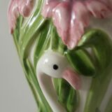 Massier style pink flamingo nature slip vase
