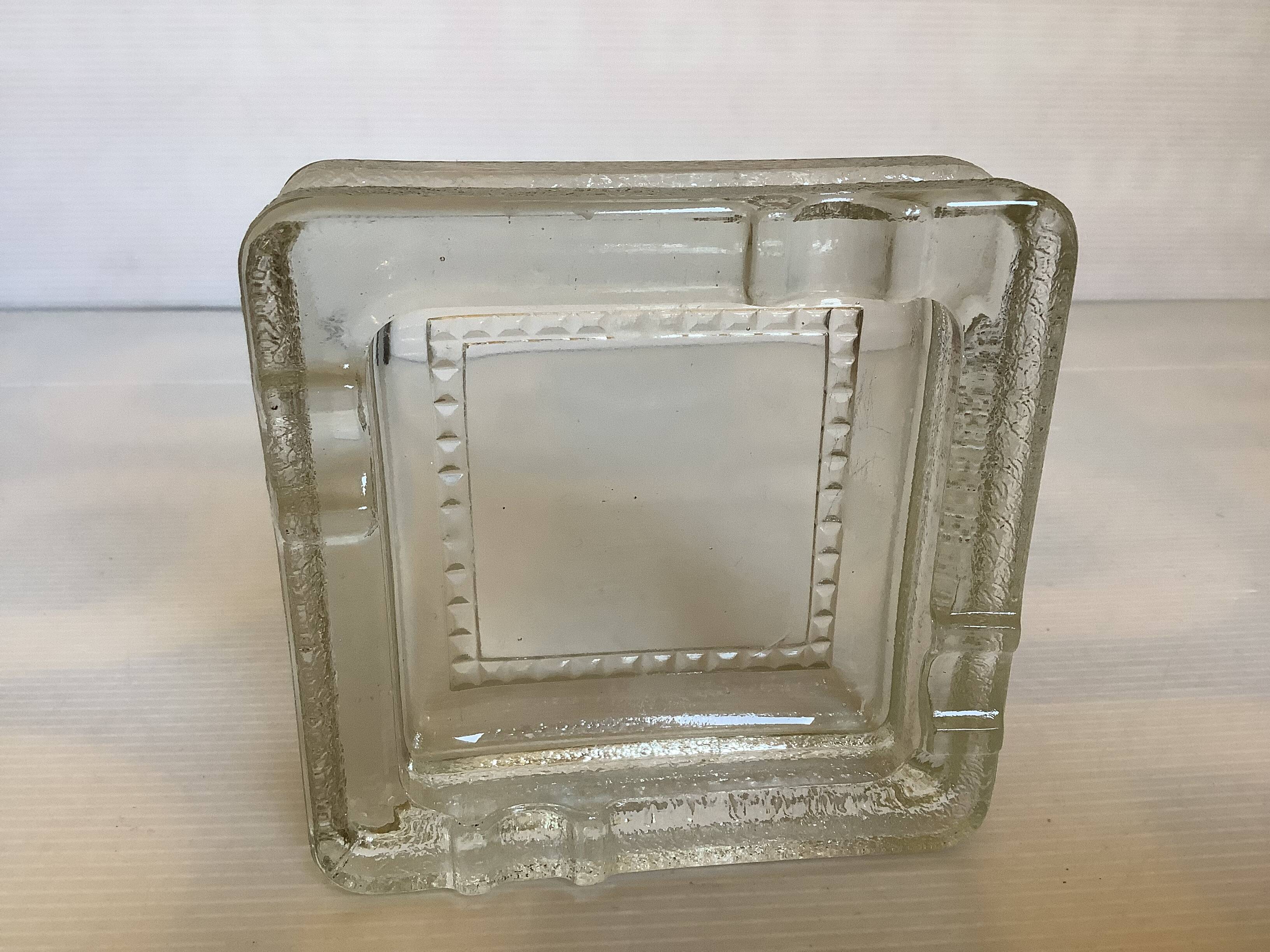 Thick glass ashtray
