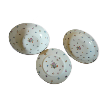 3 porcelain dishes limoges floral decoration