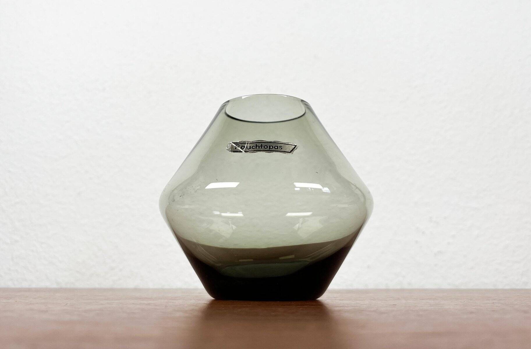 Mid-century German minimalist glass vase Rauchtopas, 1960s