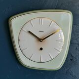 Vintage ceramic clock asymmetrical silent wall clock "Diehl golden green"