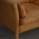 Danish Midcentury 3-seater canapé by Stouby in cognac brown leather, made in the 1970s.
