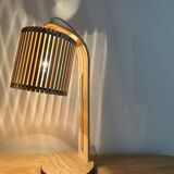 Pair of large Scandinavian lamps in natural wood.