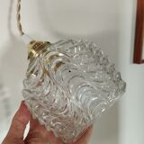 Vintage globe textured glass portable lamp, new cord