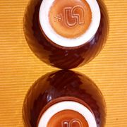 2 brown faceted Sarreguemines bowls