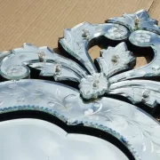 Antique Venetian Heart-Shaped Wall Mirror in Printed Glass, Italy, 1910s