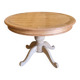 Round cherry table with 2 extensions.
