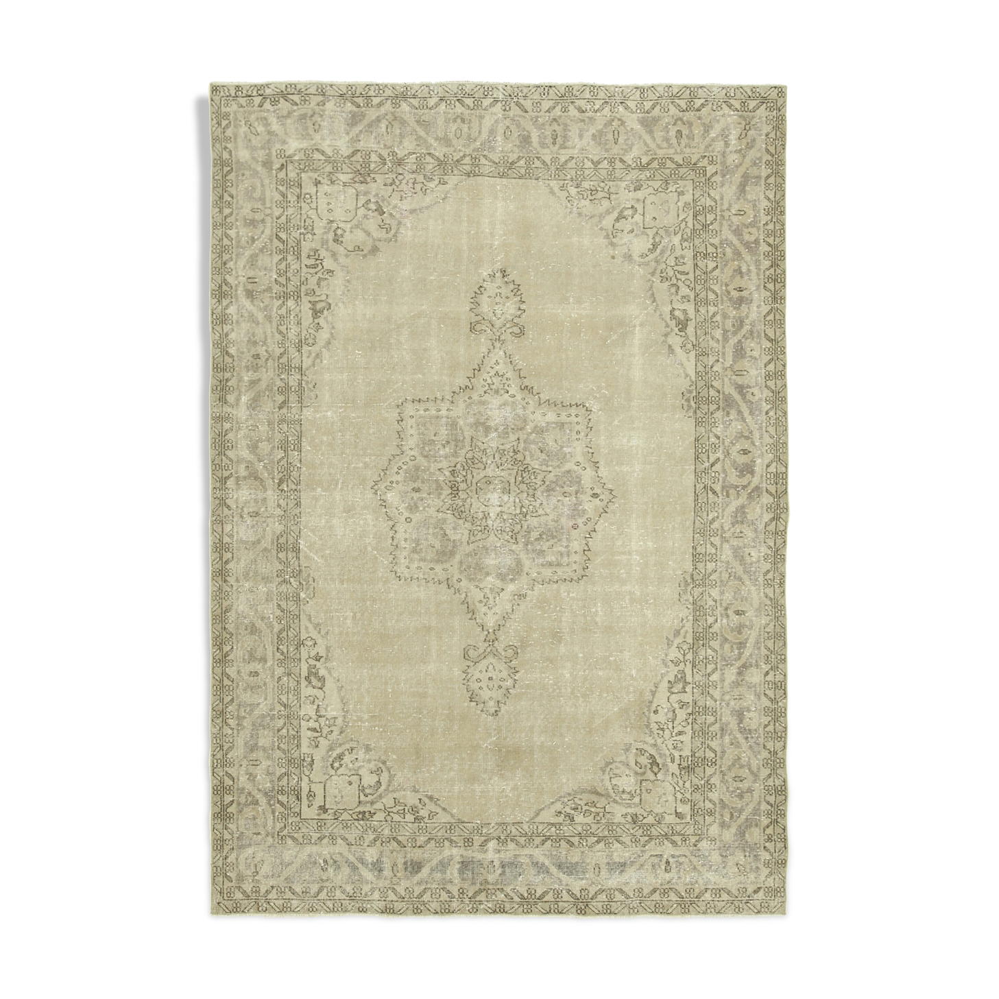 handwoven vintage anatolian beige carpet 194 cm x 278 cm