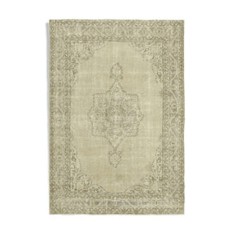 handwoven vintage anatolian beige carpet 194 cm x 278 cm