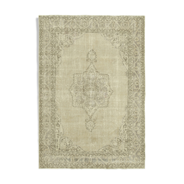 tapis beige anatolien vintage tissé à la main 194 cm x 278 cm