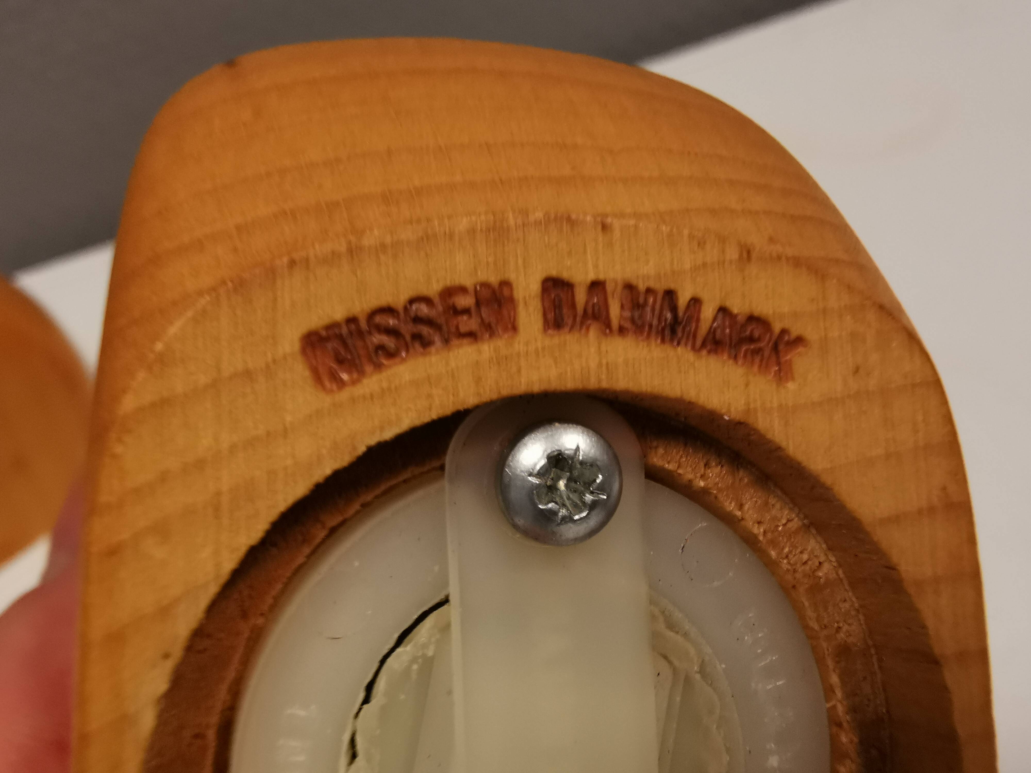 Pepper and salt mills designed by Nissen Denmark, late 20th century.