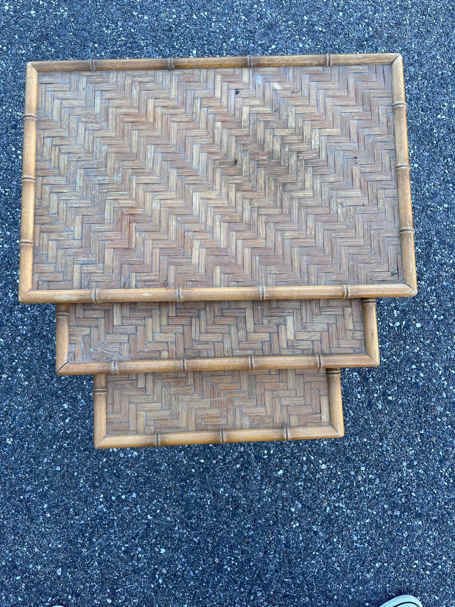 trundle table in wicker and bamboo